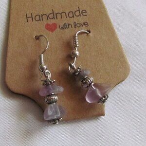 **2/$15**pink blush crystal beaded earrings handmade by me